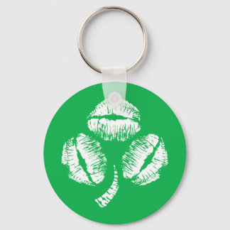 Green Kisses Shamrock Keychain