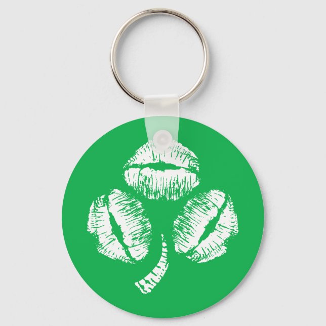 Green Kisses Shamrock Keychain (Front)