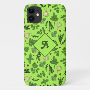 Green Kitchen Cookery Garden Herbs Design Monogram iPhone 11 Case