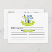 Green Kitchen Tools Bridal Shower Recipe Cards (Front/Back)