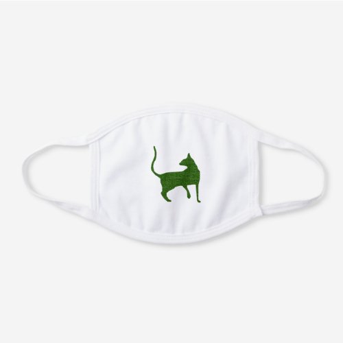 Green Kitty Cat White Cotton Face Mask