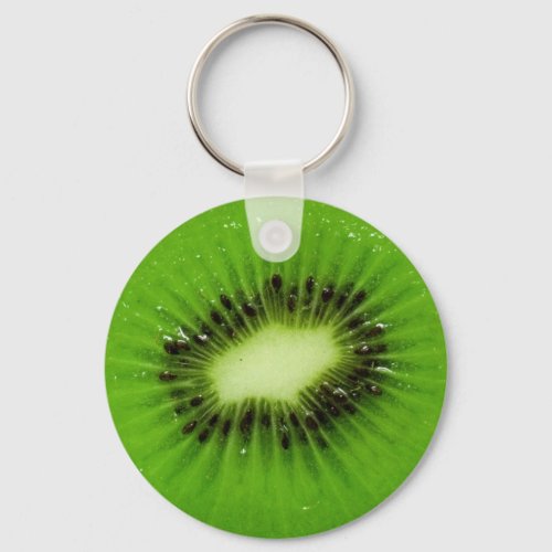 Green Kiwi Fruit Fresh Slice Keychain