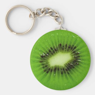 Green Kiwi Fruit Fresh Slice Keychain