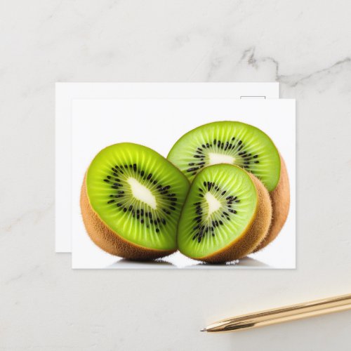 Green kiwi fruit postcard