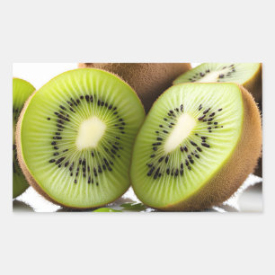 Green kiwi fruit rectangular sticker