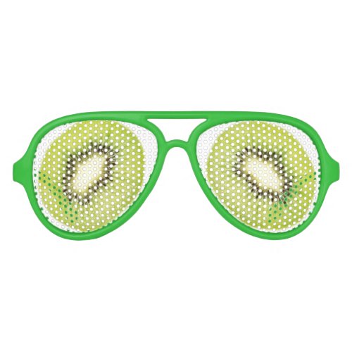 Green kiwi fruit slice aviator sunglasses