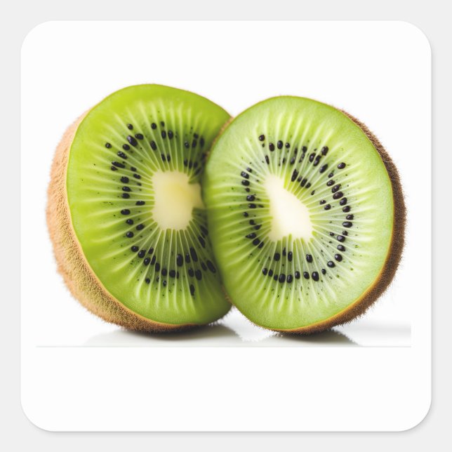 Green kiwi fruit square sticker (Front)