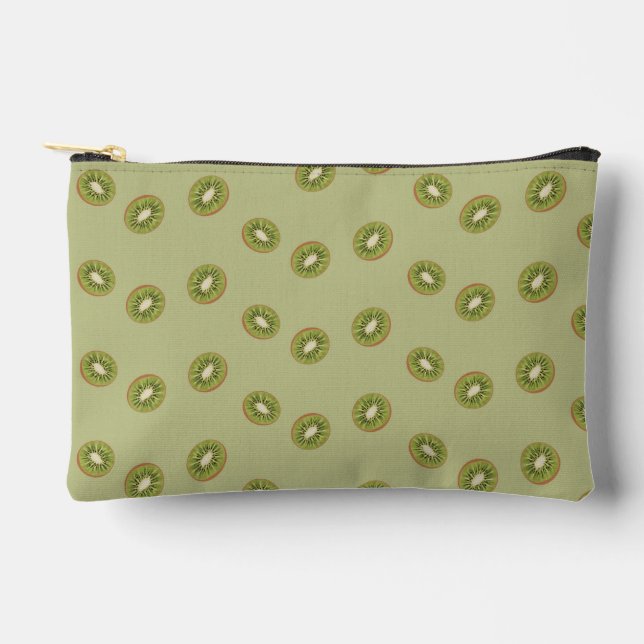 Green kiwi fruity patterned accessory pouch (Front)