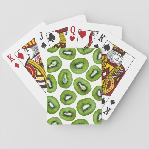 Green Kiwi Pattern Poker Cards