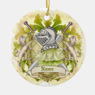Green Knight Family Crest Surname Ceramic Ornament