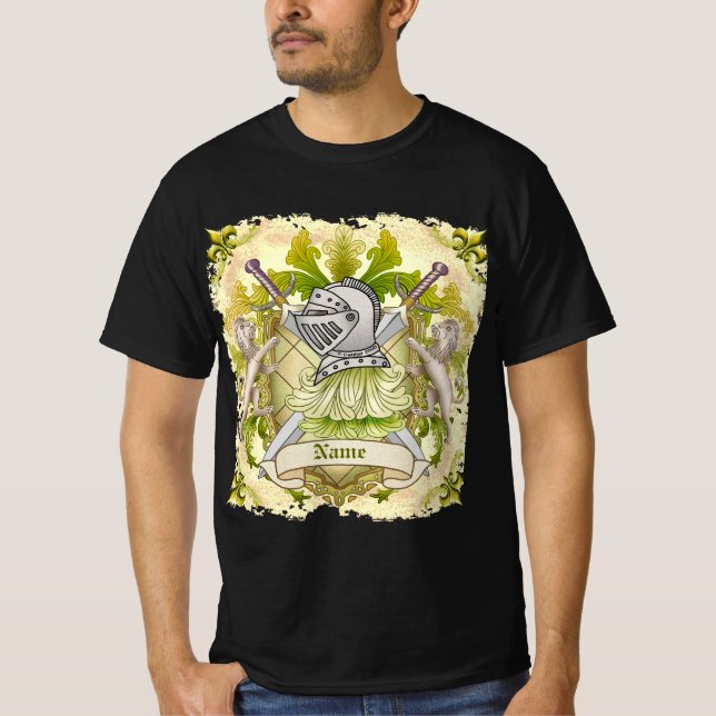 Green Knight Family Crest Surname t-shirt  (Front)