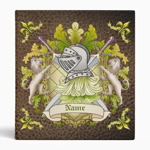 Green Knight Shield Surname Family Crest Binder