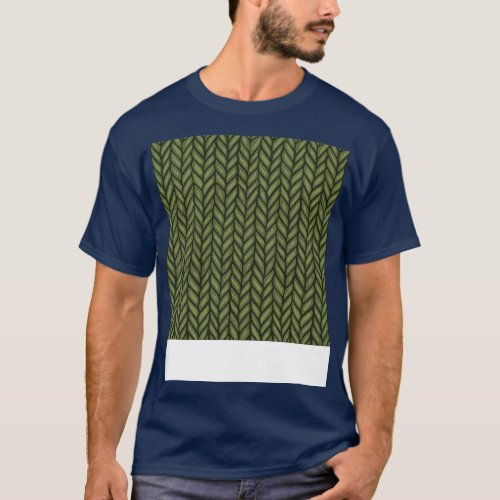 Green Knit Pattern Drawing T_Shirt
