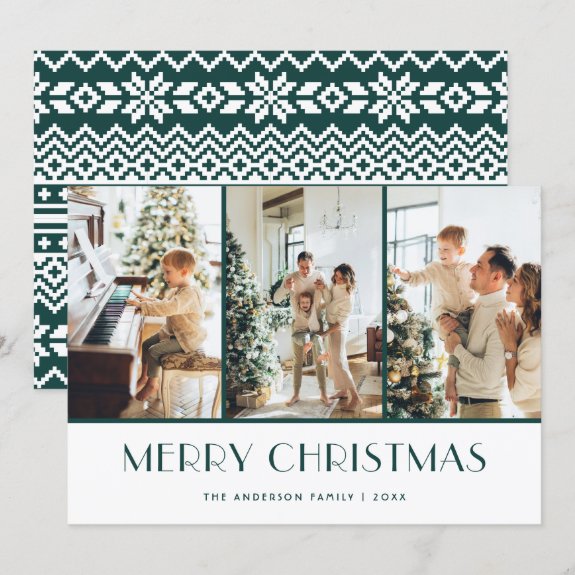 Green Knitted Sweater Photo Merry Christmas Card