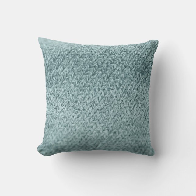 Green Knitted Texture: Trendy Background Throw Pillow (Front)