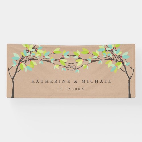 Green Knotted Love Trees On Kraft Spring Wedding Banner