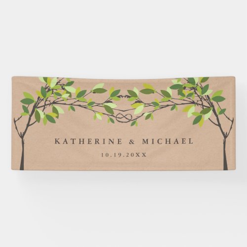 Green Knotted Love Trees On Kraft Summer Wedding Banner