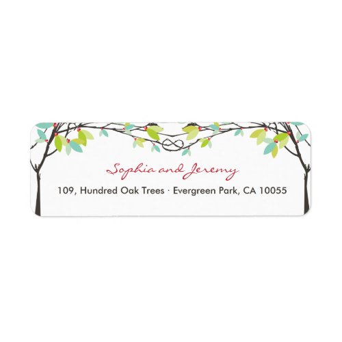 Green Knotted Love Trees Spring Wedding Address Label