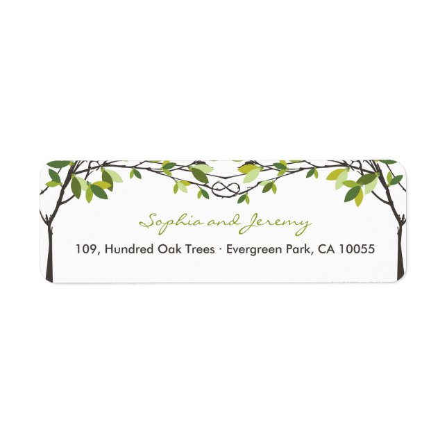 Green Knotted Love Trees Summer Wedding Address Label (Front)