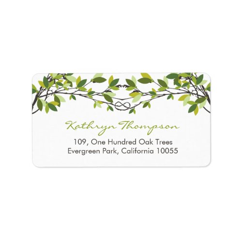 Green Knotted Love Trees Summer Wedding Address Label