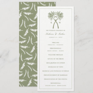 Green Knotted Palm Trees Tropical Wedding Program