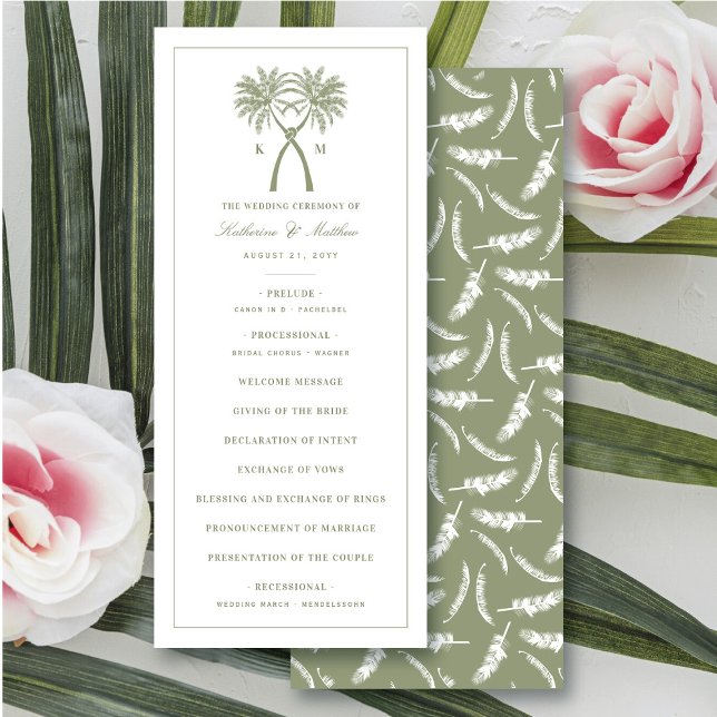 Green Knotted Palm Trees Tropical Wedding Program (Green Knotted Palm Trees Tropical Wedding Program @ fatfatin_blue_knot)