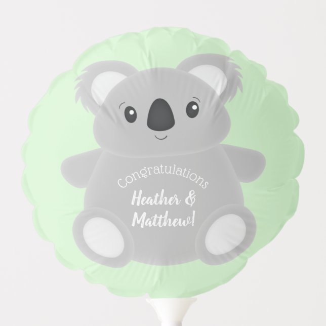 Green Koala Bear Baby Shower Balloon (Front)
