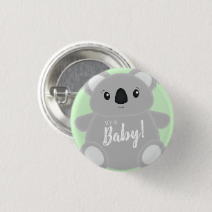 Green Koala Bear Baby Shower Button