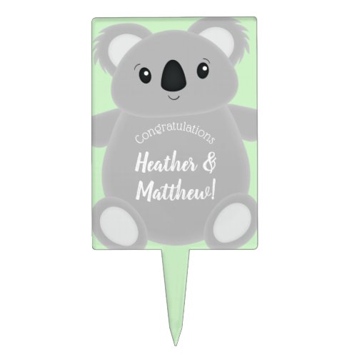 Green Koala Bear Baby Shower Cake Topper