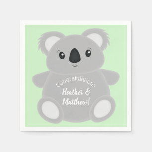 Green Koala Bear Baby Shower Napkins