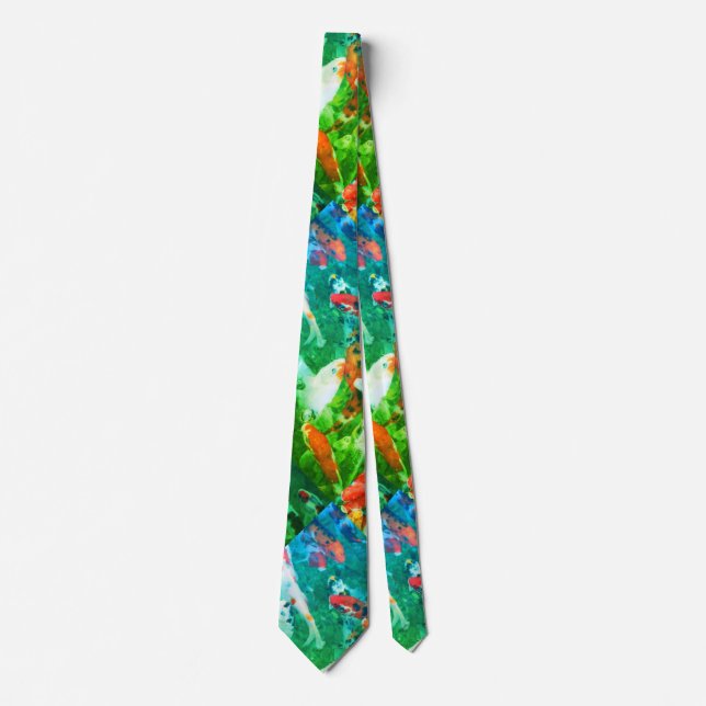 Green Koi Pond Neck Tie (Front)