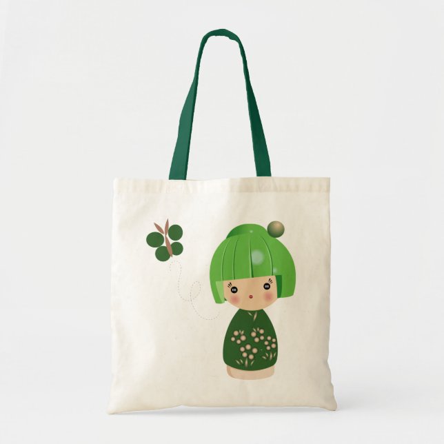 Green Kokeshi Triplet Tote (Front)