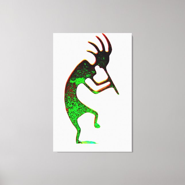 green kokopelli wrapped canvas print (Front)