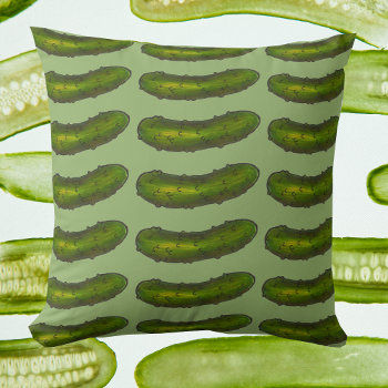 Green Kosher Deli Sour Dill Pickle Foodie Throw Pillow by rebeccaheartsny at Zazzle