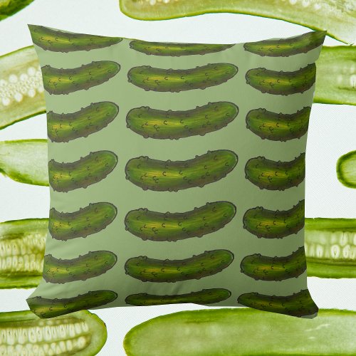 Green Kosher Deli Sour Dill Pickle Foodie Throw Pillow