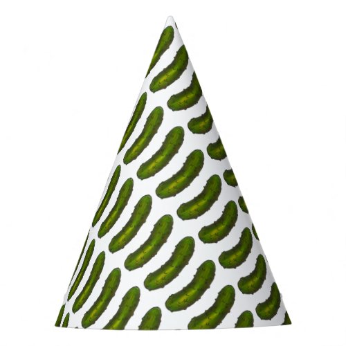 Green Kosher Dill Pickle Foodie Print Cucumber Party Hat