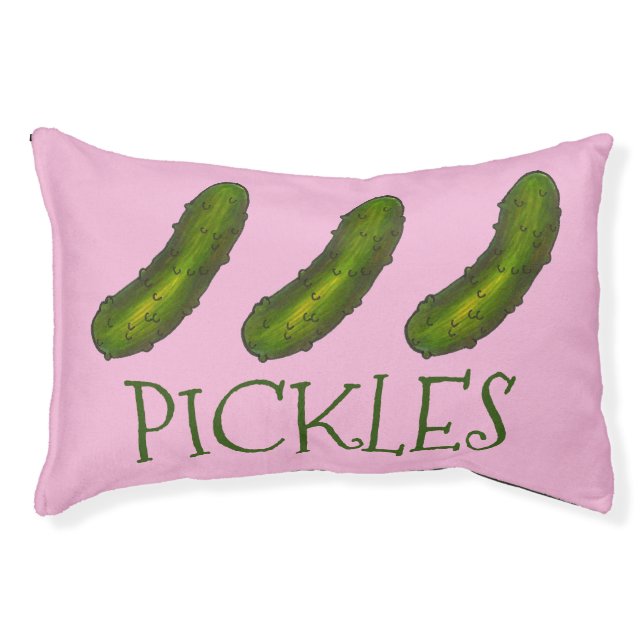 Green Kosher Dill Pickle Pickles the Dog Pink Pet Bed (Front)