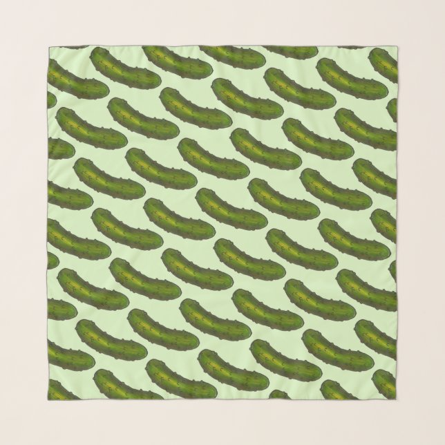 Green Kosher Dill Pickle Print Sour Pickles Foodie Scarf (Front)