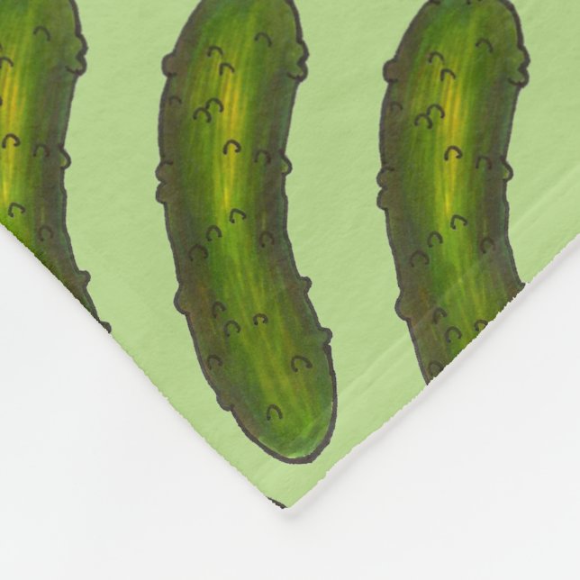 Green Kosher Dill Pickle Sour Pickles Foodie Fleece Blanket (Corner)