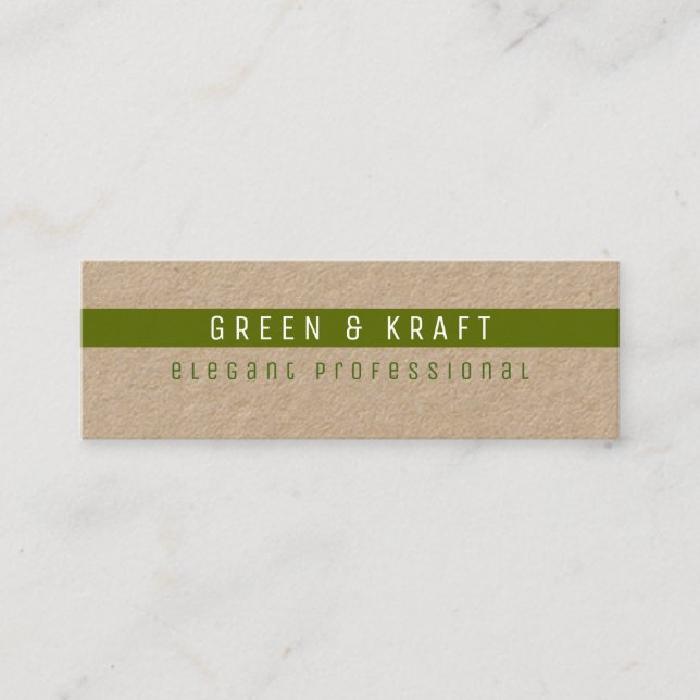 green & kraft elegant professional mini business card (Front)