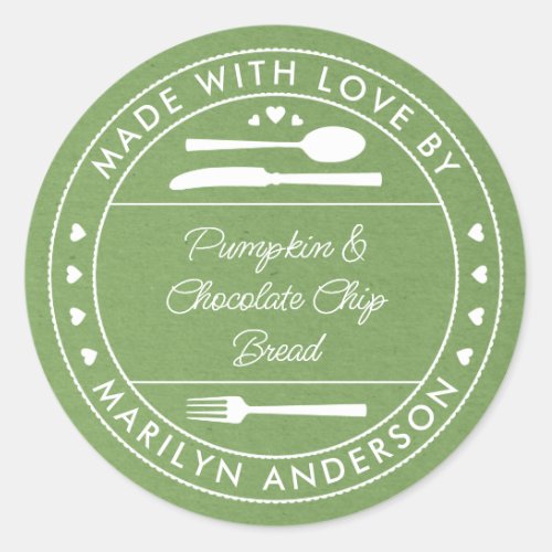 Green Kraft Made With Love Food Gift Classic Round Sticker