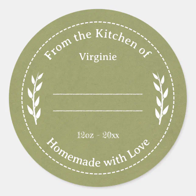 Green Kraft & Rustic Made with Love Label Sticker | Zazzle