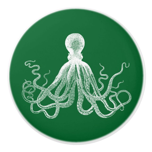 Green Kraken Octopus Ceramic Knob (Front)