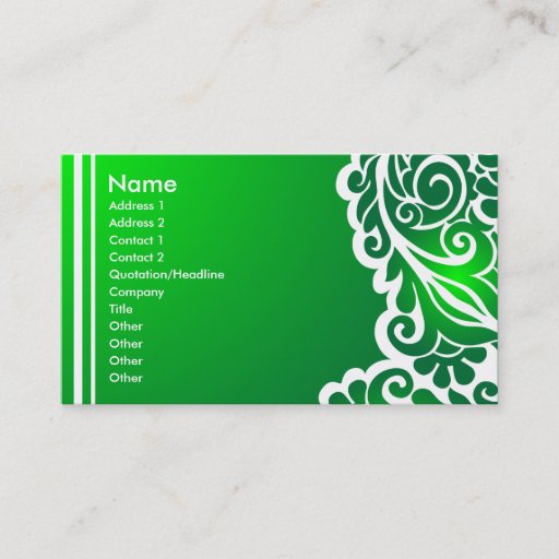 Customizable green lace_3 business card template