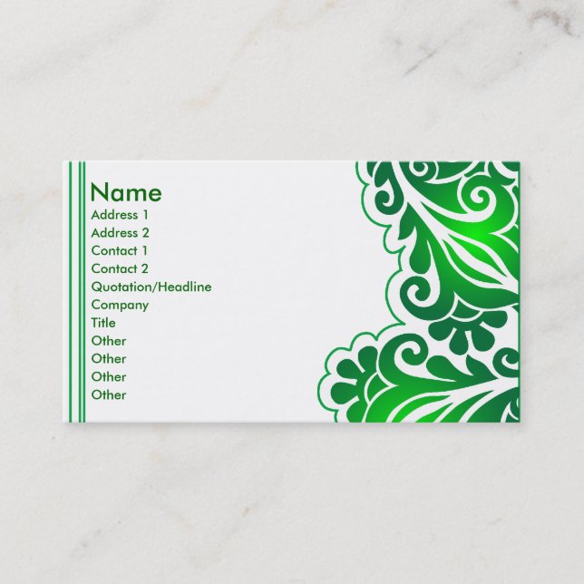green lace_4 business card (Front)