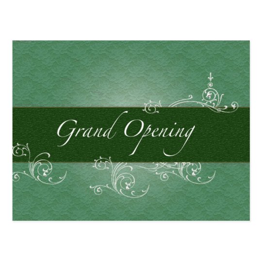 Green Lace and Floral - Grand Opening Postcard