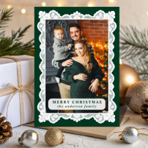 Green Lace Frame Christmas Photo