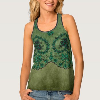 Green Lace Look Pattern Tank Top by JLBIMAGES at Zazzle