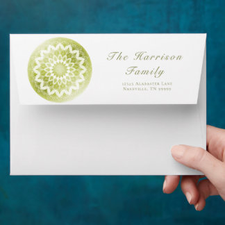 Green Lace Mandala Wedding Envelope