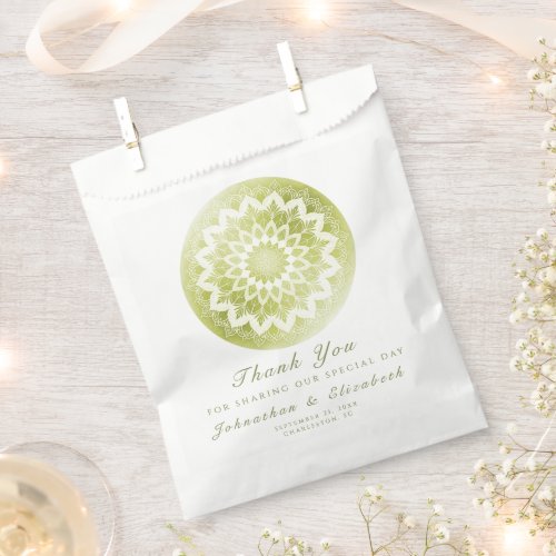 Green Lace Mandala Wedding Favor Bag